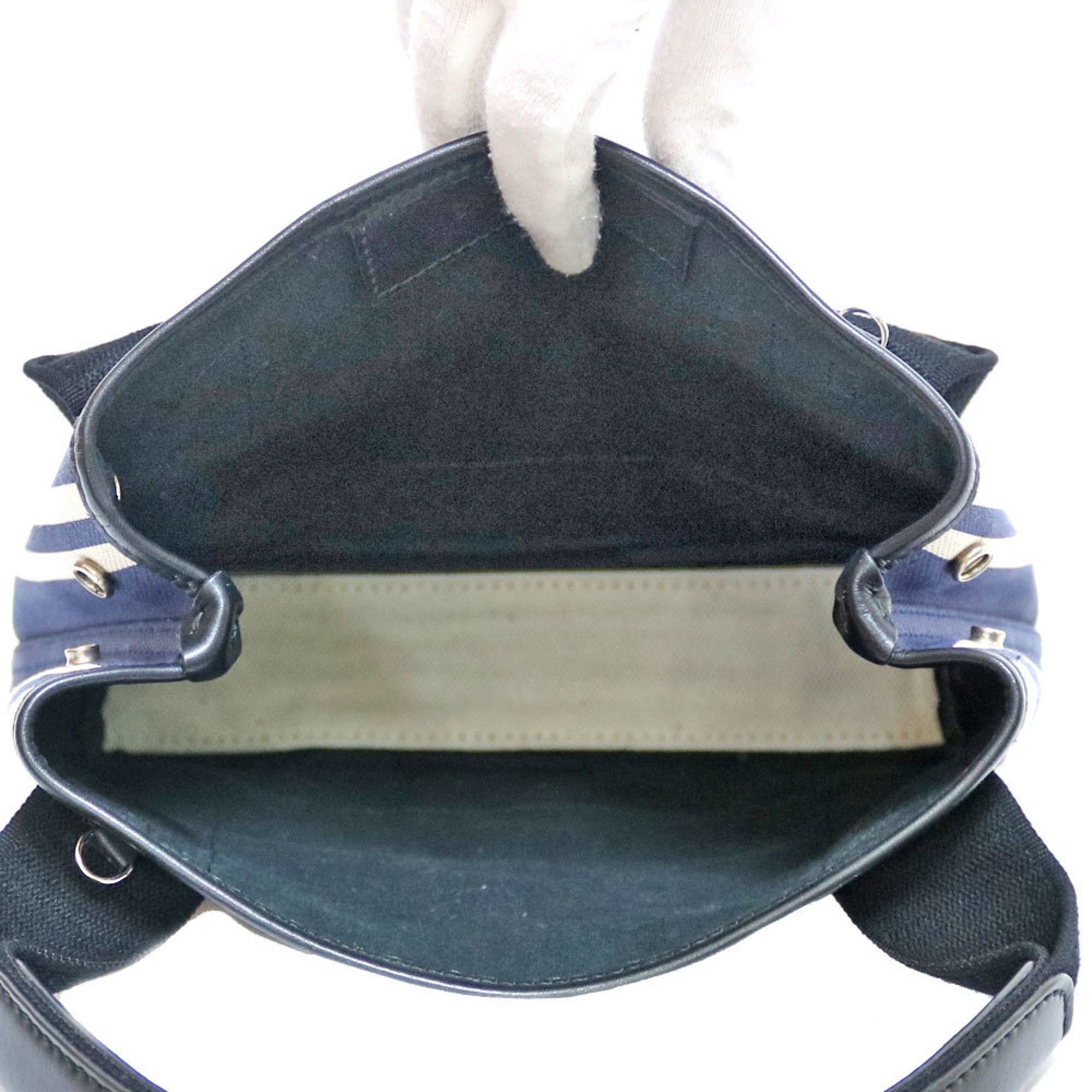 BALENCIAGA handbag 2way shoulder bag navy stripe ladies canvas
