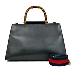 GUCCI Gucci Shoulder Bag Bamboo Handbag Black Ladies
