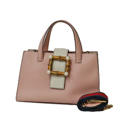 GUCCI Gucci Handbag Shoulder Bag, Nim Fair Medium Pink White Gray Women's Leather