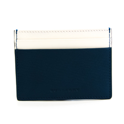 Burberry Leather Card Case Blue,White