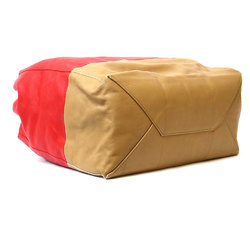 Celine Shoulder Bag Cabas Horizontal Tote 2way Red x Beige Ladies