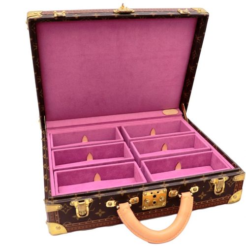 LOUIS VUITTON Monogram Jewelry Case Accessory Case France PVC Brown Square
