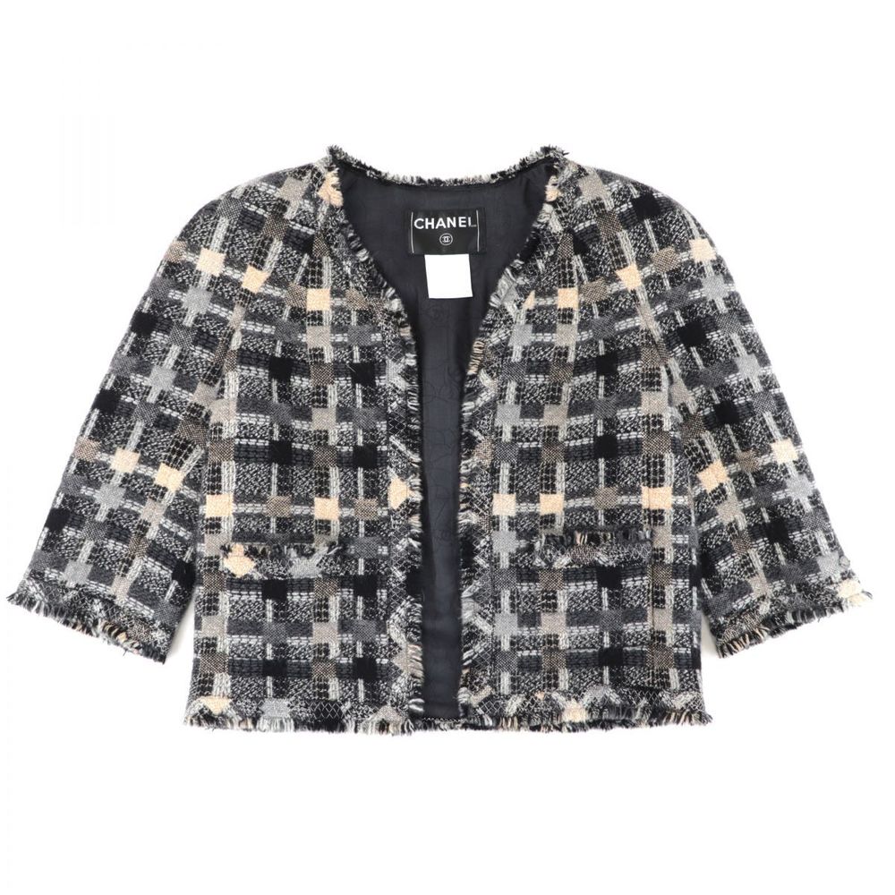 Chanel 05A No Color Tweed Jacket Women's Gray Multi 36 Wool x Angora  Buttonless Lining Coco Mark | eLADY Globazone