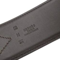 Hermes HERMES belt dark brown silver leather