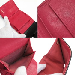 Chanel CHANEL Tri-Fold Wallet 2.55 Chevron V Stitch Black Pink Lambskin A82723