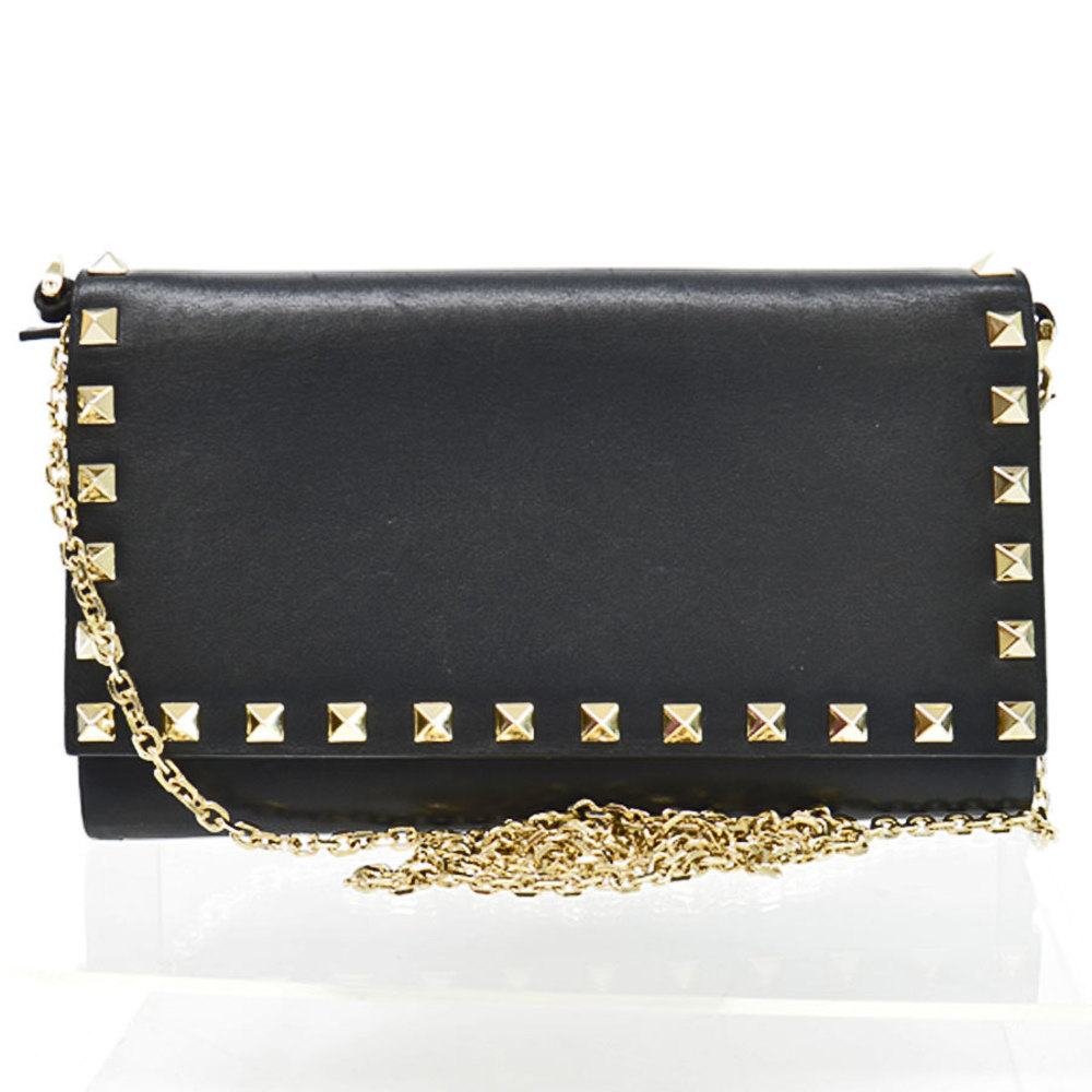 Valentino Garavani VALENTINO GARAVANI long wallet black champagne gold ...