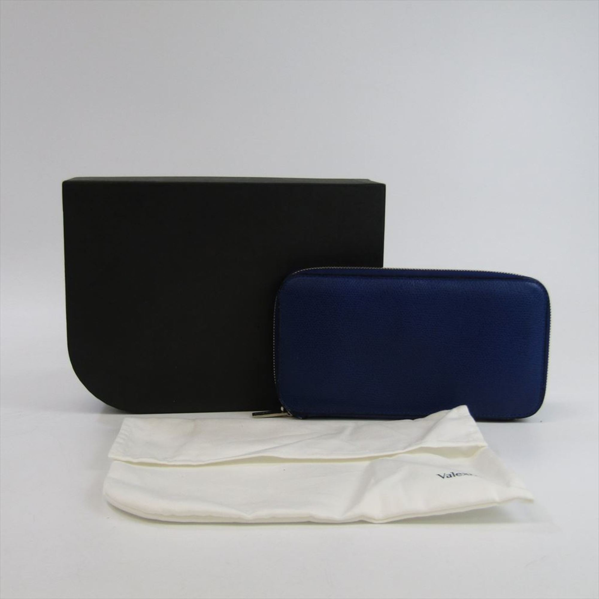Valextra Leather Long Wallet (bi-fold) Blue