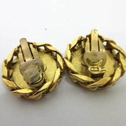 Chanel Earring Clip Gold Color Round Rhinestone Coco Mark Ladies Metal