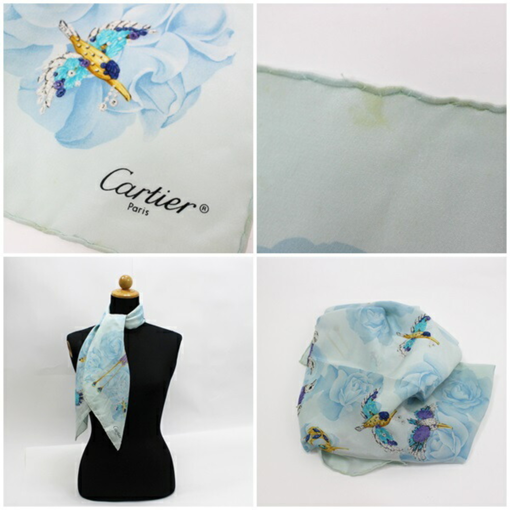 Cartier silk scarf muffler bird pattern | Ladies