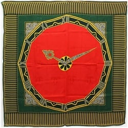 Cartier silk scarf muffler watch pattern red x green must de | Ladies