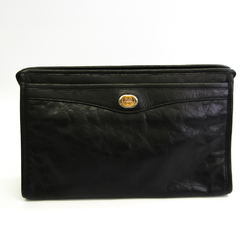 Gucci Unisex Leather Clutch Bag Black