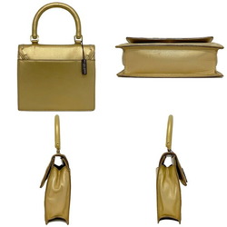 Bottega Veneta Handbag Gold Leather BOTTEGA VENETA Top Handle Bag Flap Ladies