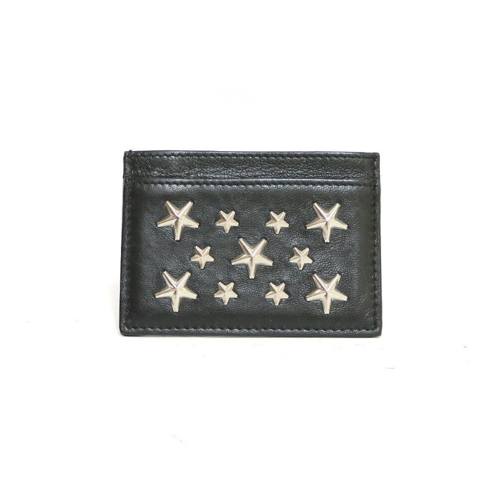 JIMMY CHOO Card Case Studs Star Business Holder Black Women's Men's Leather  | eLADY Globazone