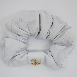 CHANEL Leather Scrunchie AA7926 Lambskin White Hair Tie Matrasse