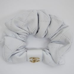 CHANEL Leather Scrunchie AA7926 Lambskin White Hair Tie Matrasse