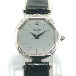 SEIKO Seiko Credor 8420-5120 K18WG White Gold Diamond Quartz Silver Dial Ladies Watch