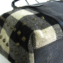 Etro 1H033 Women's Wool Handbag,Tote Bag Black,Gray