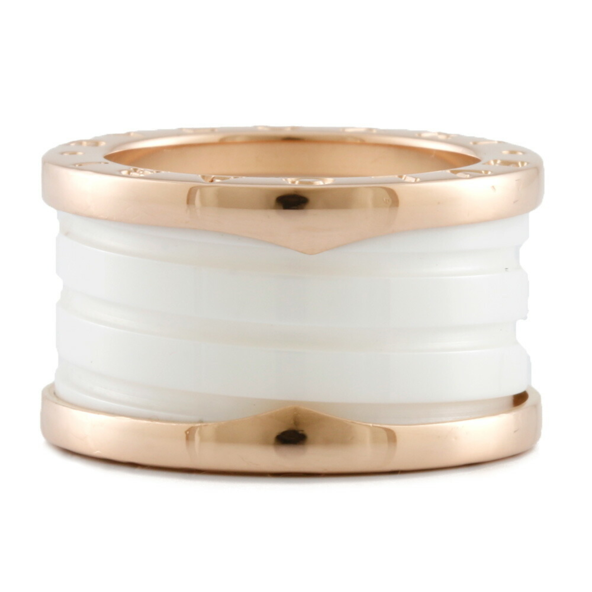 BVLGARI K18PG Ring B-zero.1 B Zero One 4 Band Ceramic # 49 8.5 Ladies 18K K18 Pink Gold