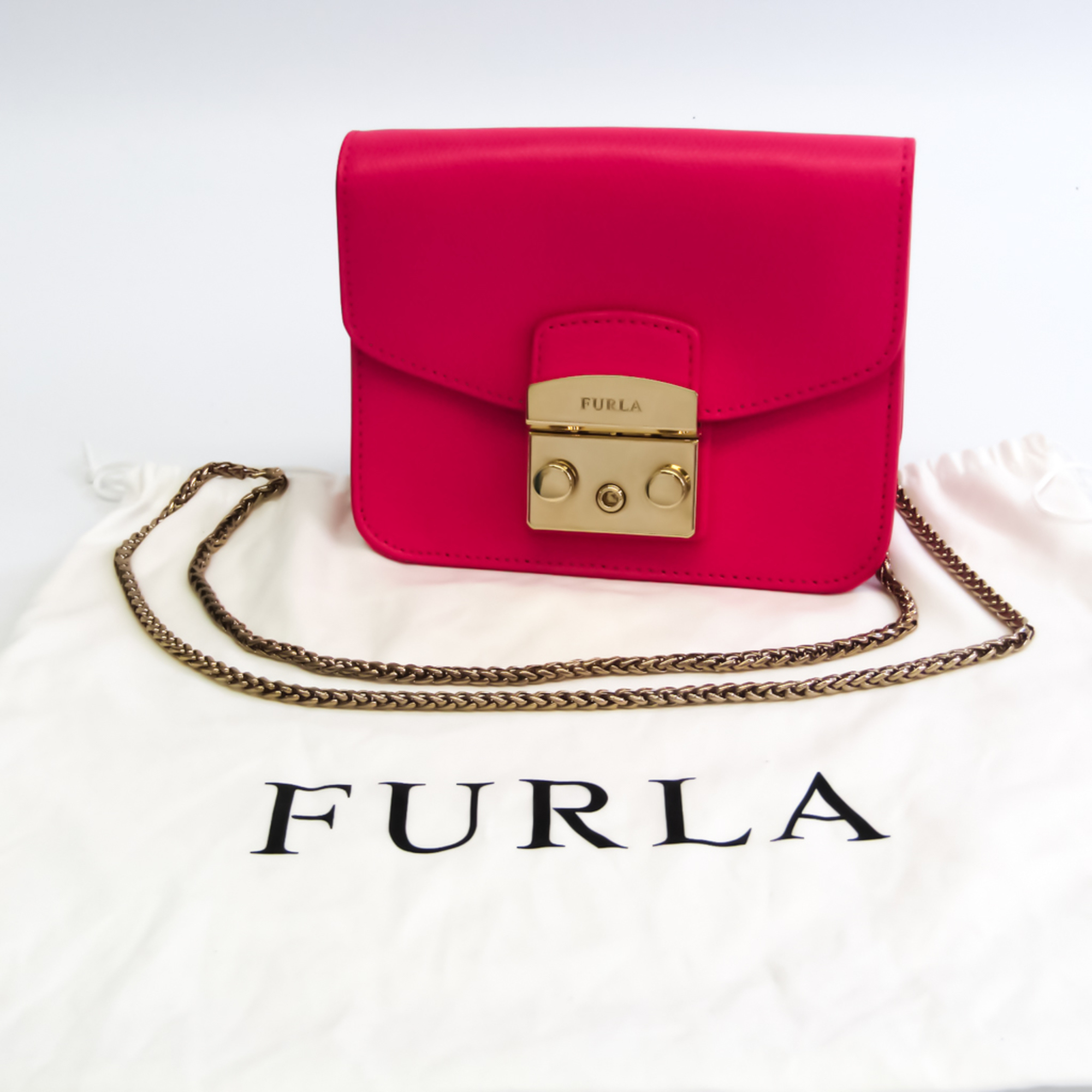 Furla Metropolis 928914 Women's Leather Shoulder Bag Pink