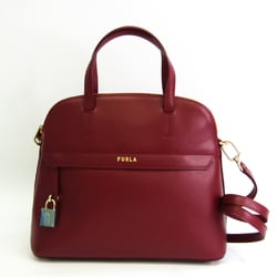 Furla Piper M DOME Women's Leather Handbag,Shoulder Bag Dark Red,Red Color