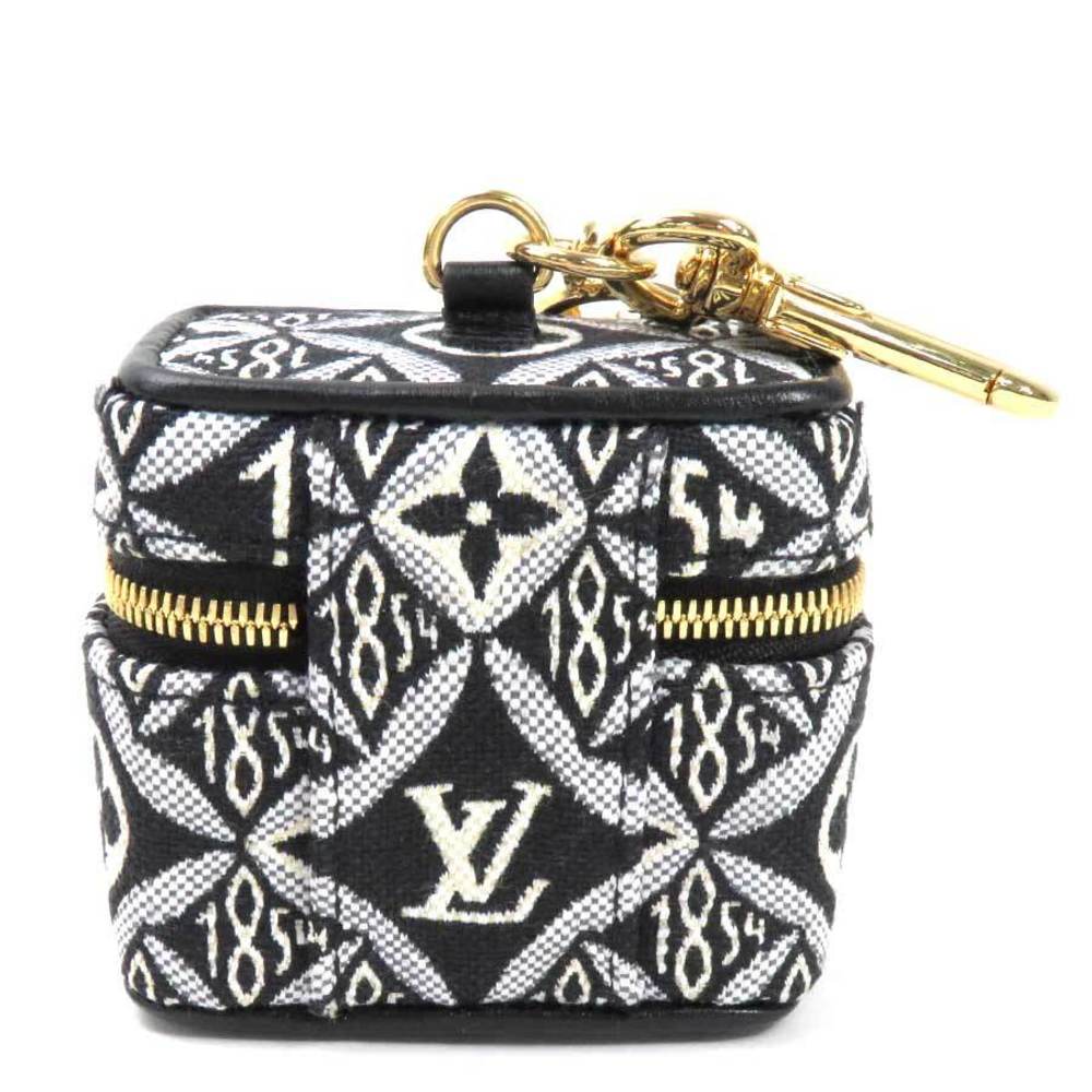 Louis Vuitton Charm Bag Porto Cle Vanity Black Jacquard Woven Cotton  Women's M00351