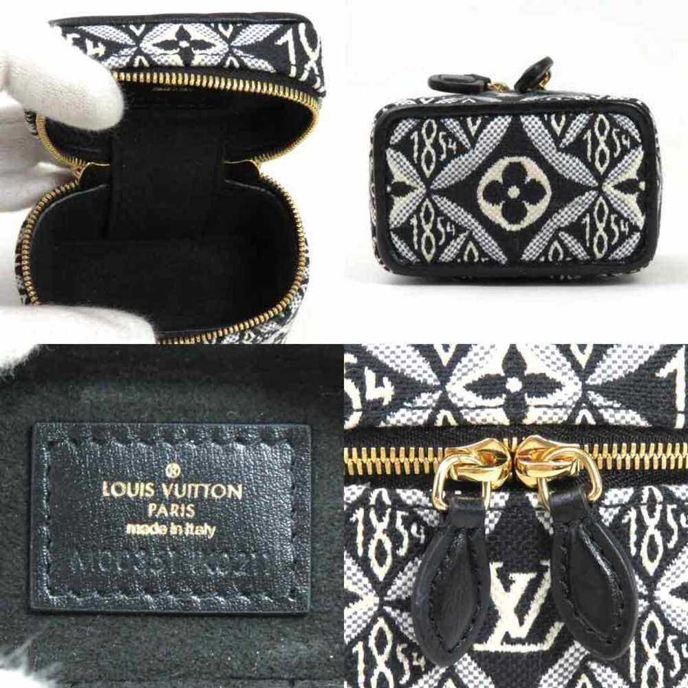 Louis Vuitton Charm Bag Porto Cle Vanity Black Jacquard Woven Cotton  Women's M00351