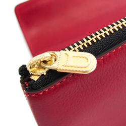 Delvaux Leather Long Wallet (bi-fold) Red Color
