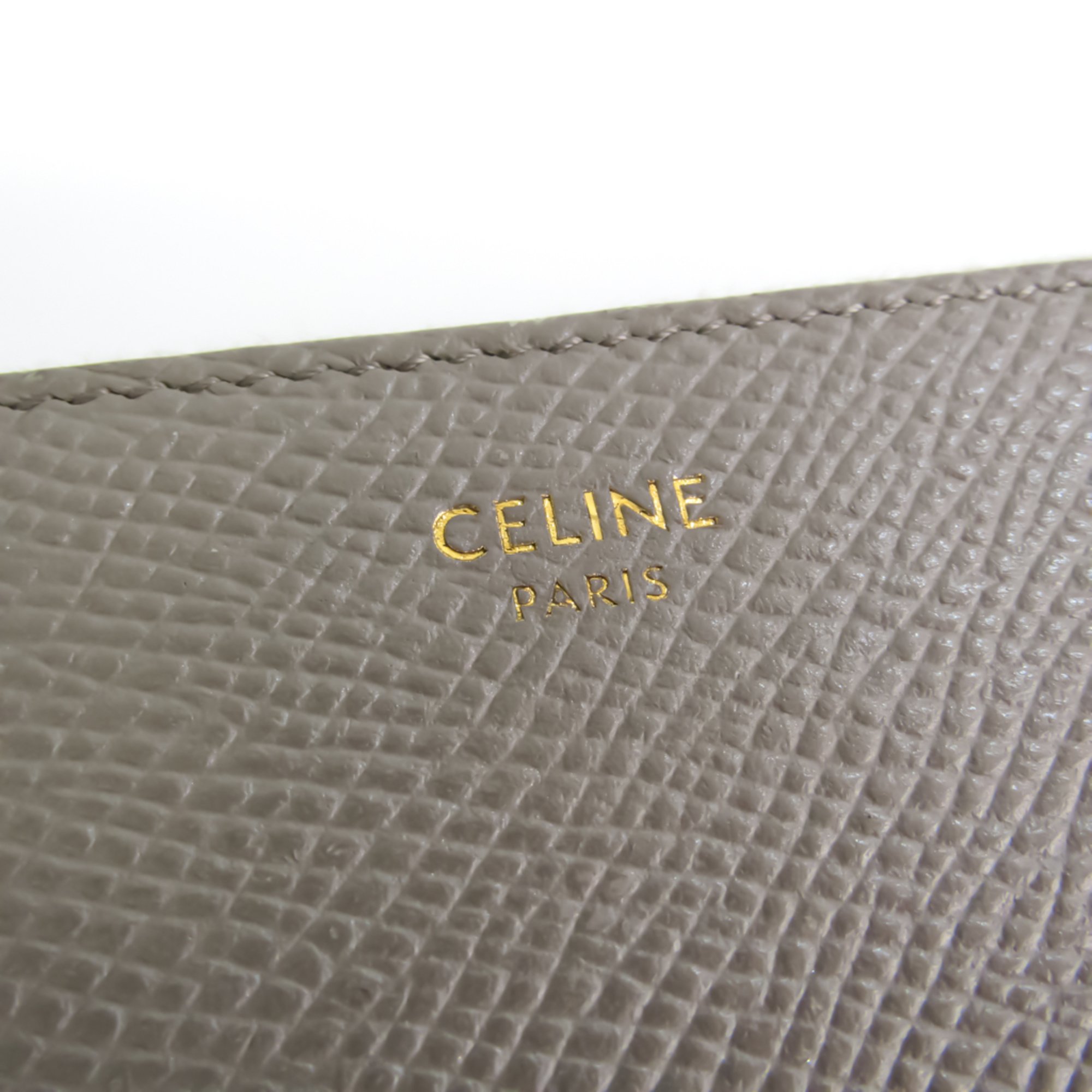Celine Large Zipped Wallet 10B553 Women's Leather Long Wallet (bi-fold) Gray Beige