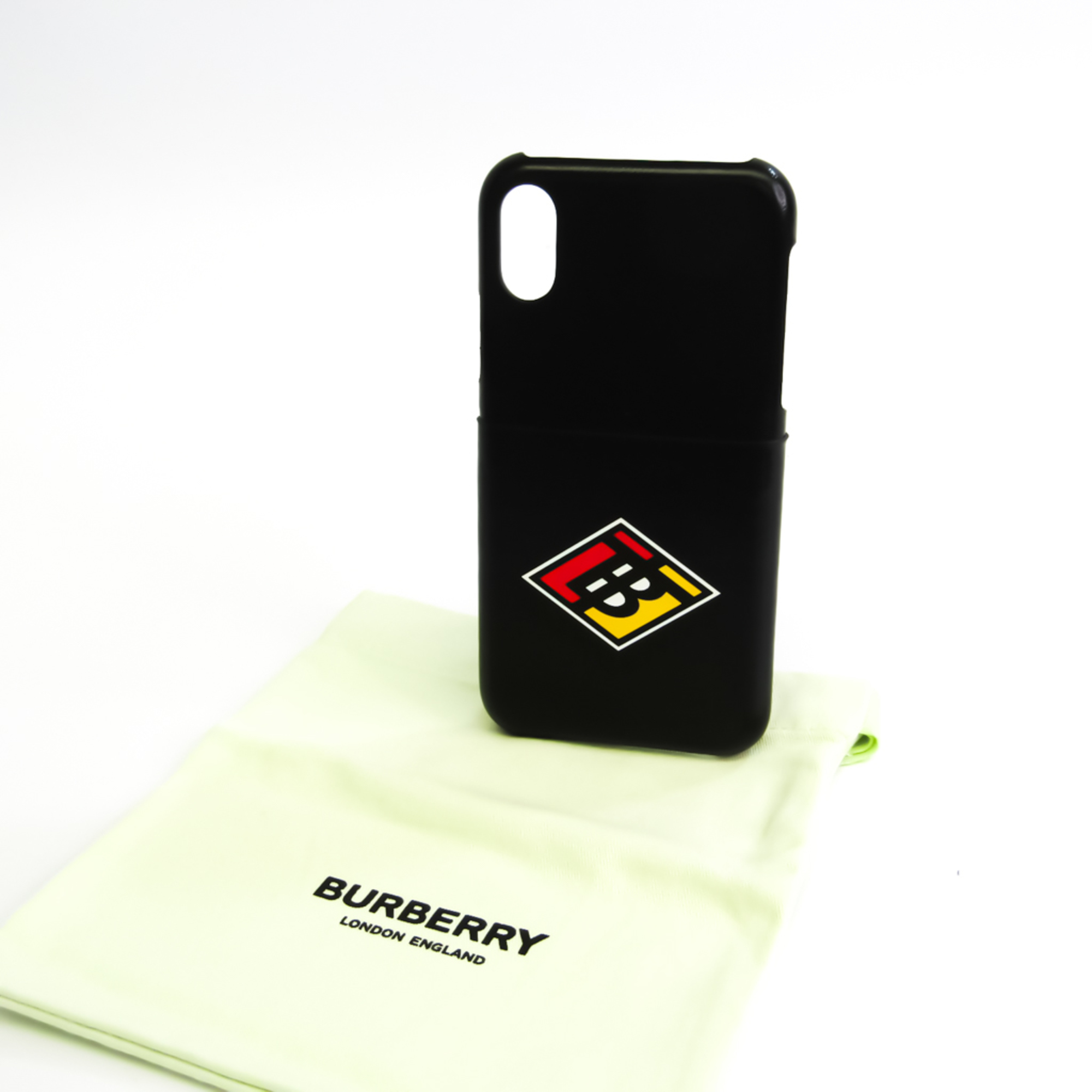 Burberry Leather Phone Bumper For IPhone X Black TB coin logo 8021771