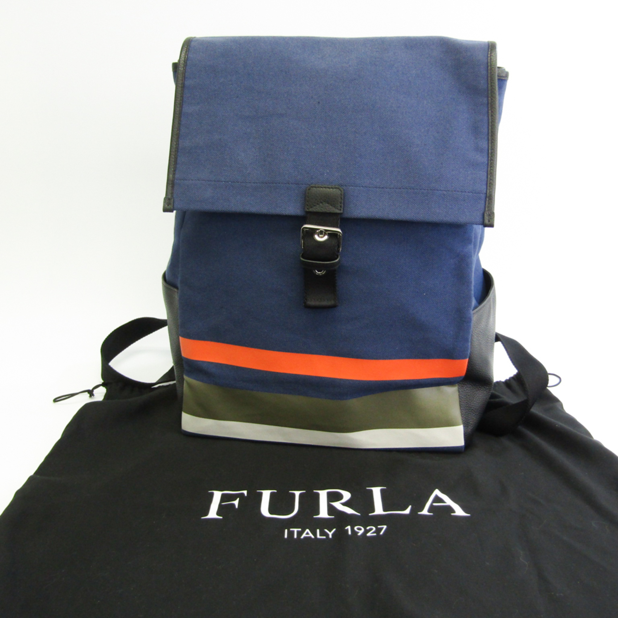 Furla Unisex Cotton Canvas Backpack Black,Khaki,Navy,Orange,White