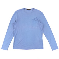 Louis Vuitton 14SS Damier Pocket Long Sleeve T-shirt Men's Light Blue S Cotton Cut and Sew