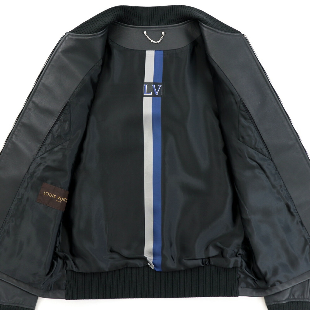 Louis Vuitton 17SS Motor Trunks Leather Jacket Men's Gray 50 1854