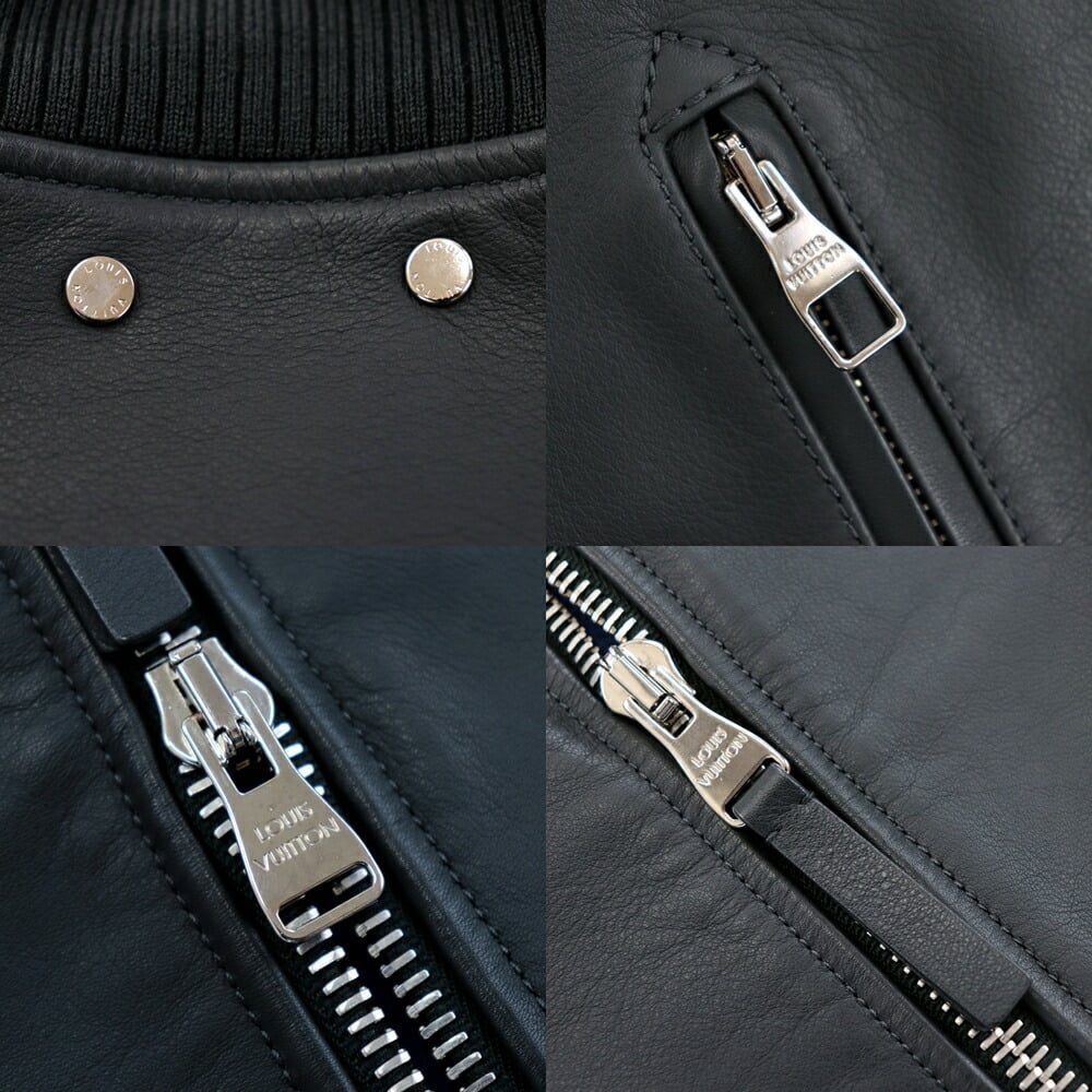 Louis Vuitton Reconstructed Leather Biker Jacket Multico. Size 56