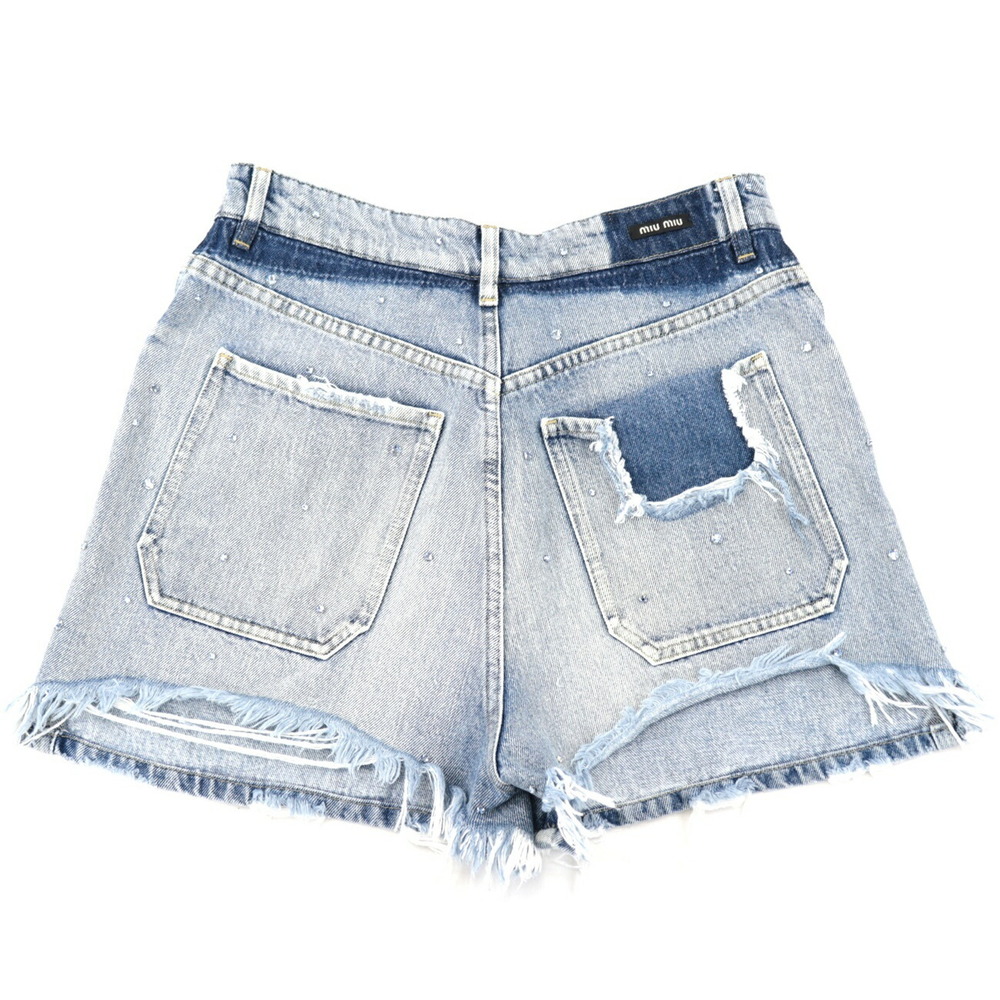 Miu Miu frayed high-waisted denim shorts