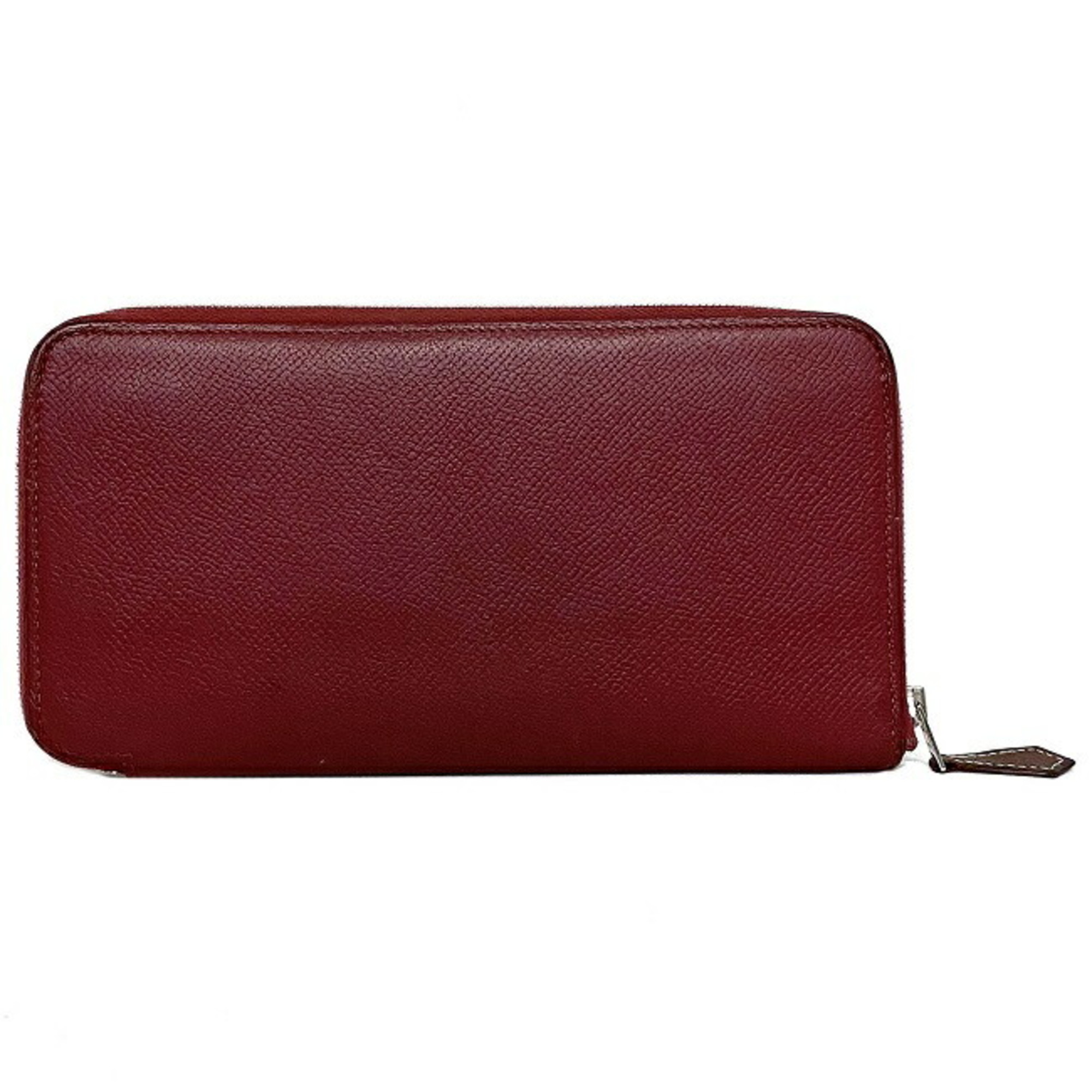 Hermes Long Wallet Azap Bordeaux Rouge Glenat Silk In Leather Epson HERMES Round Ladies