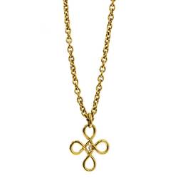 CHANEL Coco Mark Necklace Cross Gold 93P 3106