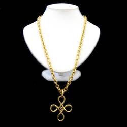 CHANEL Coco Mark Necklace Cross Gold 93P 3106