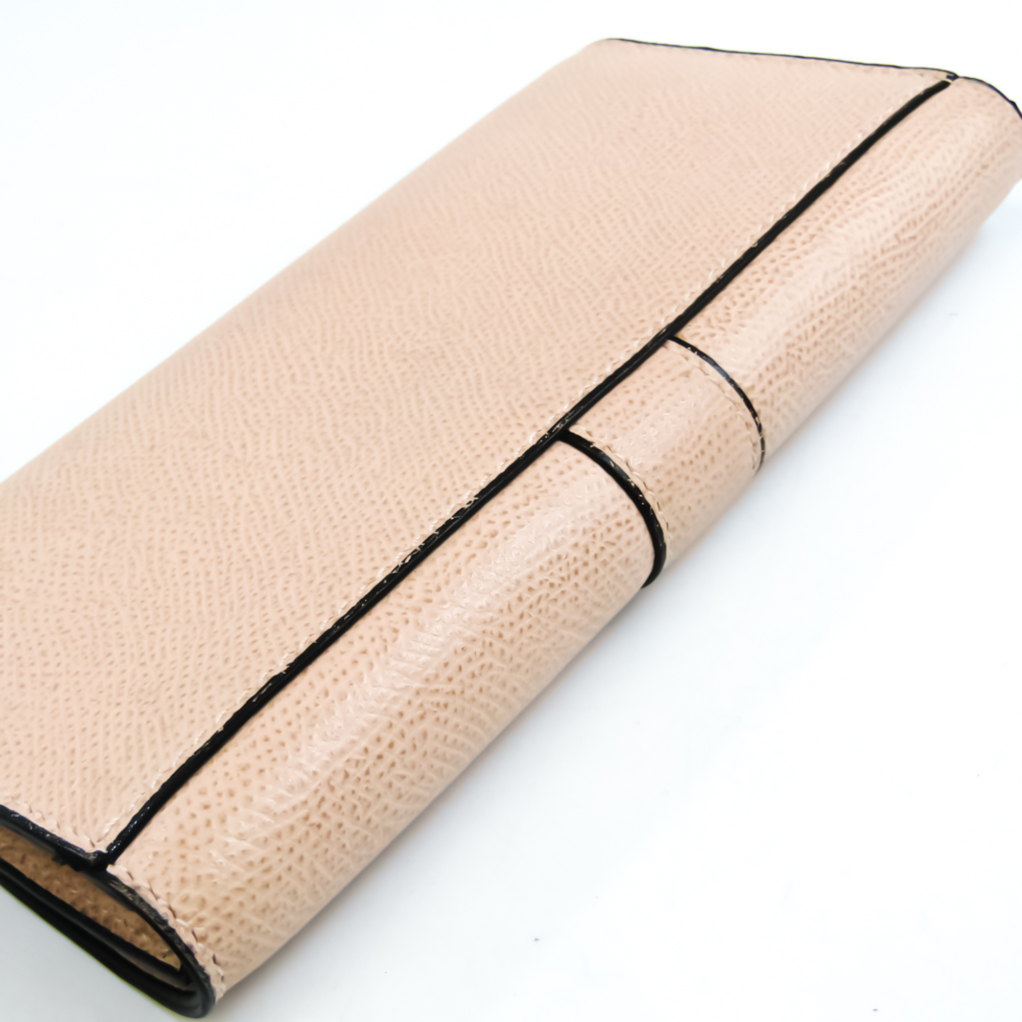Valextra Women's Leather Long Wallet (bi-fold) Pink Beige