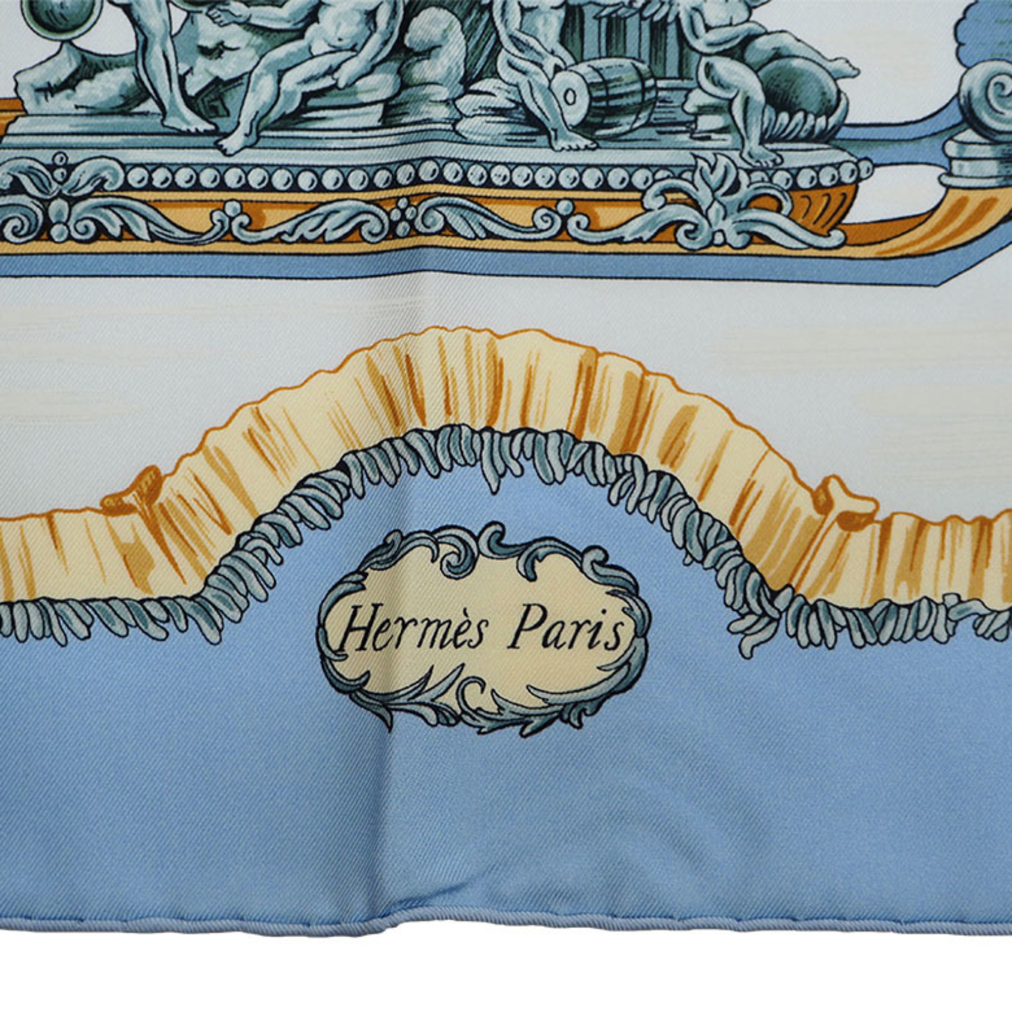 HERMES Hermes Carre 90 Traineaux et glifsades Sori and Skate Horse Light Blue Scarf Muffler