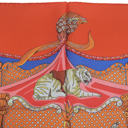 HERMES Hermes Carre 90 TOURNEZ MANEGE Merry-Go-Round Orange x Light Blue Scarf Muffler