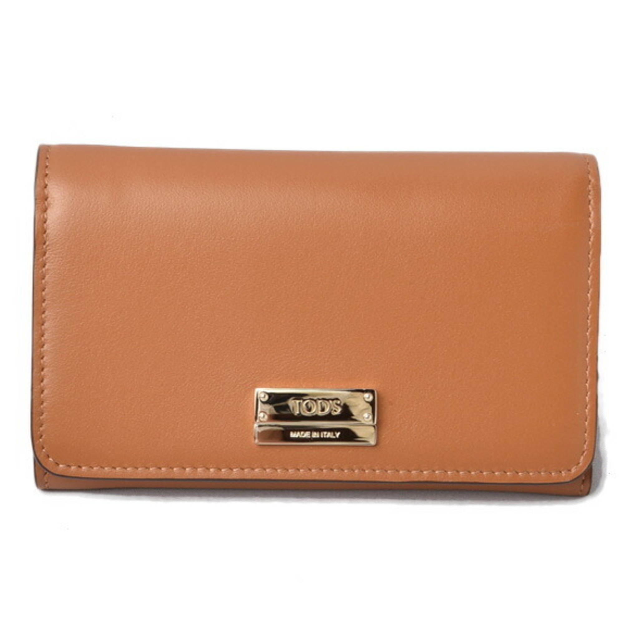 Tod's wallet tri-fold TOD'S leather metal bar brown