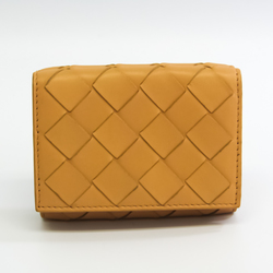 Bottega Veneta Intrecciato Unisex Leather Wallet (tri-fold) Pale Orange