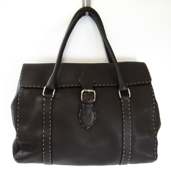 Fendi Selleria 8BR328 Women's Leather Handbag Brown