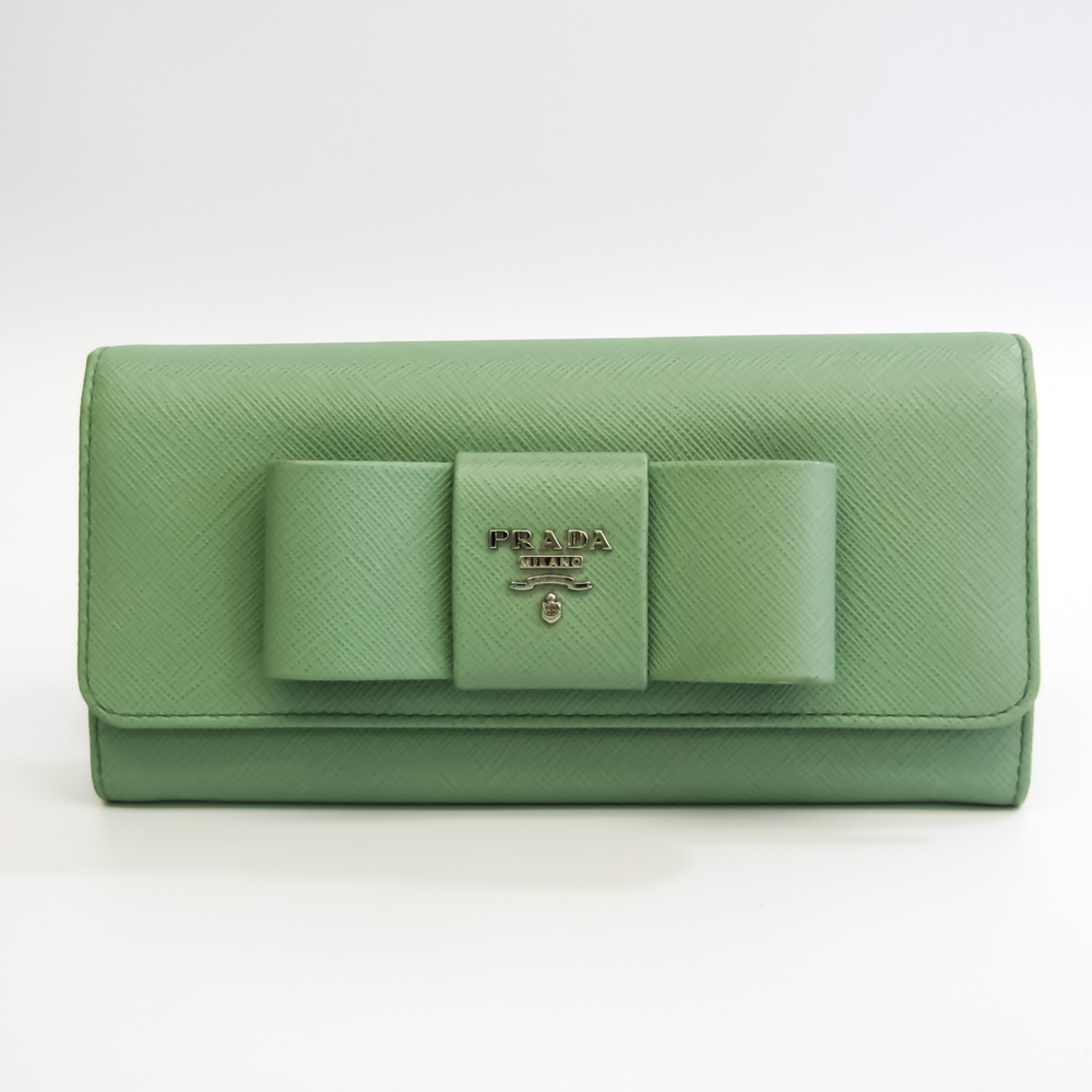 Prada Saffiano Ribbon Women's Leather Long Wallet (bi-fold) Lime Green |  eLADY Globazone