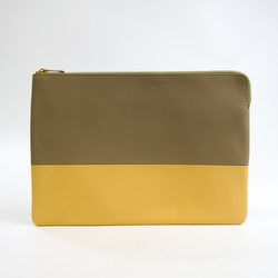 Celine 100093HTM Unisex Leather Clutch Bag Beige,Yellow