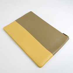 Celine 100093HTM Unisex Leather Clutch Bag Beige,Yellow