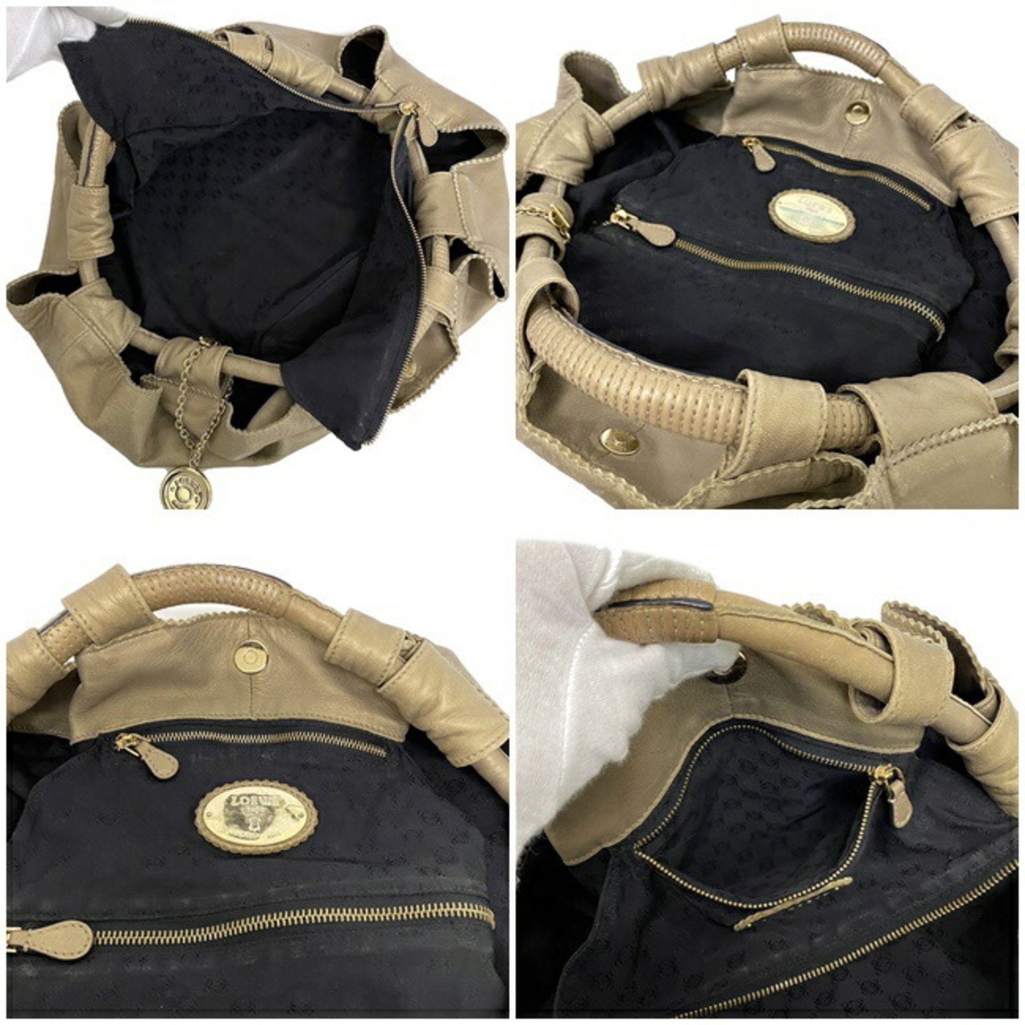 Loewe Handbag Nappa Aire Beige Gold Anagram Bag Leather LOEWE Tote Ladies Soft