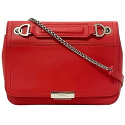 Furla Red Silver Leather FURLA Chain Flap Women's Soft