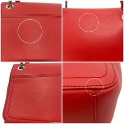 Furla Red Silver Leather FURLA Chain Flap Women's Soft