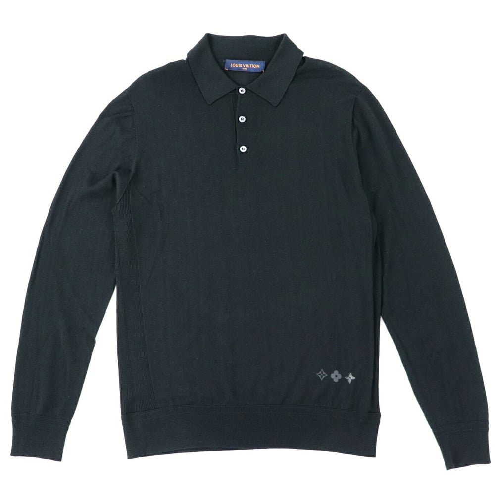 Louis Vuitton Graphic Long-sleeved Knit Polo BLACK. Size M0